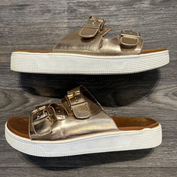 Mia Sandals Size 8 Venessa Rose Gold Platform Buckle Comfortable Slide Mule - Picture 3 of 11